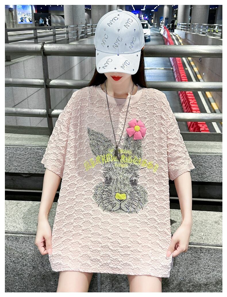 話題沸騰中 キュート カジュアル ホットダイヤモンド 半袖Tシャツ＜F-8626＞