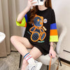 超人気商品   ベアー柄 プリント ロング Tシャツ ゆったりワンピース ＜F-4024＞