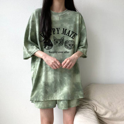超人気 着心地良い どんな体型にも適合 カジュアル 全5色 半袖 Tシャツ ショートパンツ セットアップ ＜F-9268＞