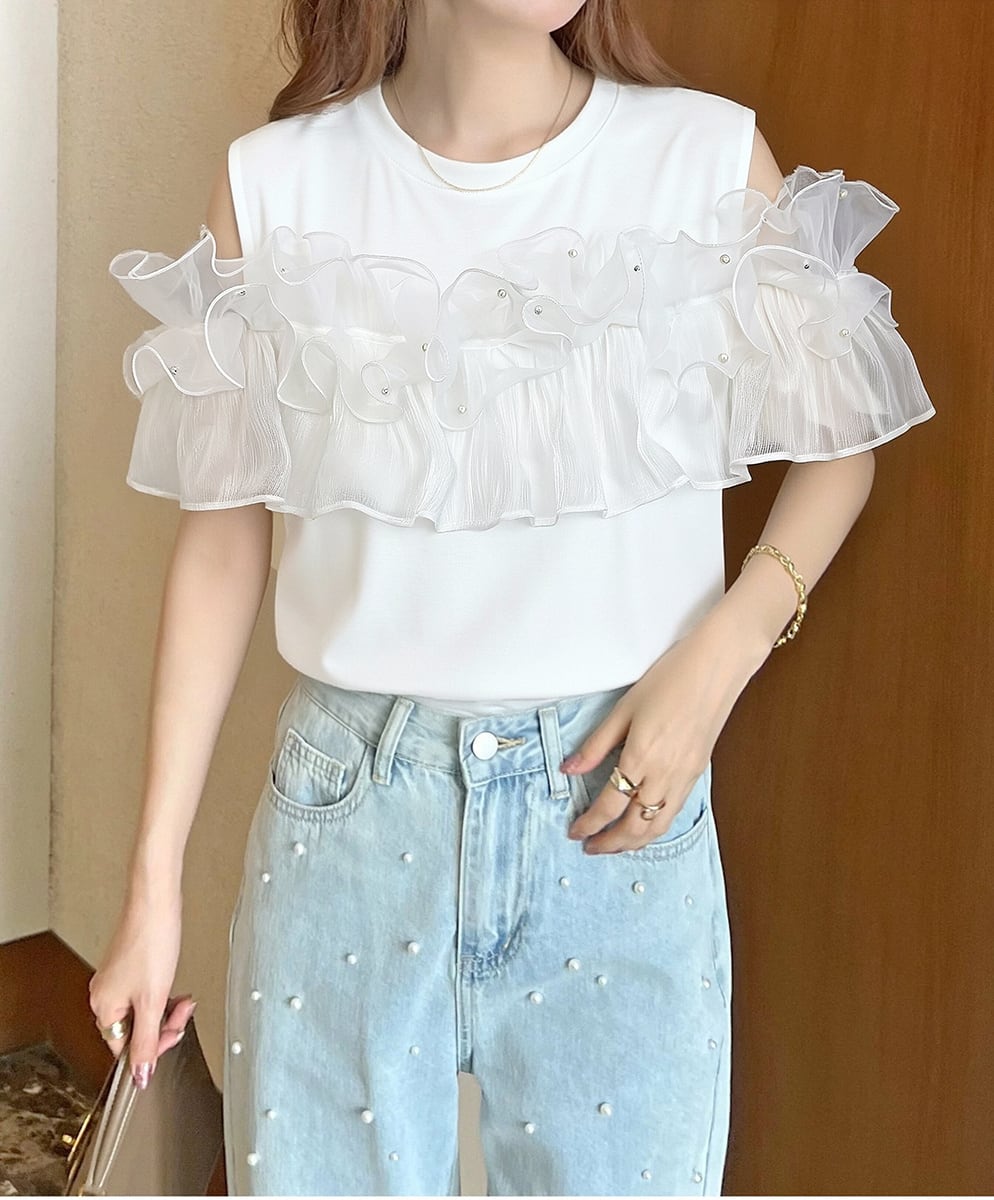 エレガント 大人可愛い ファッション Tシャツ F-13357