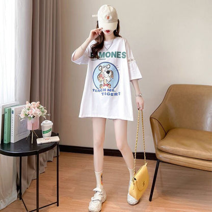 新商品 プリント ファッション ゆったり 全4色 半袖 Tシャツ＜F-11493＞