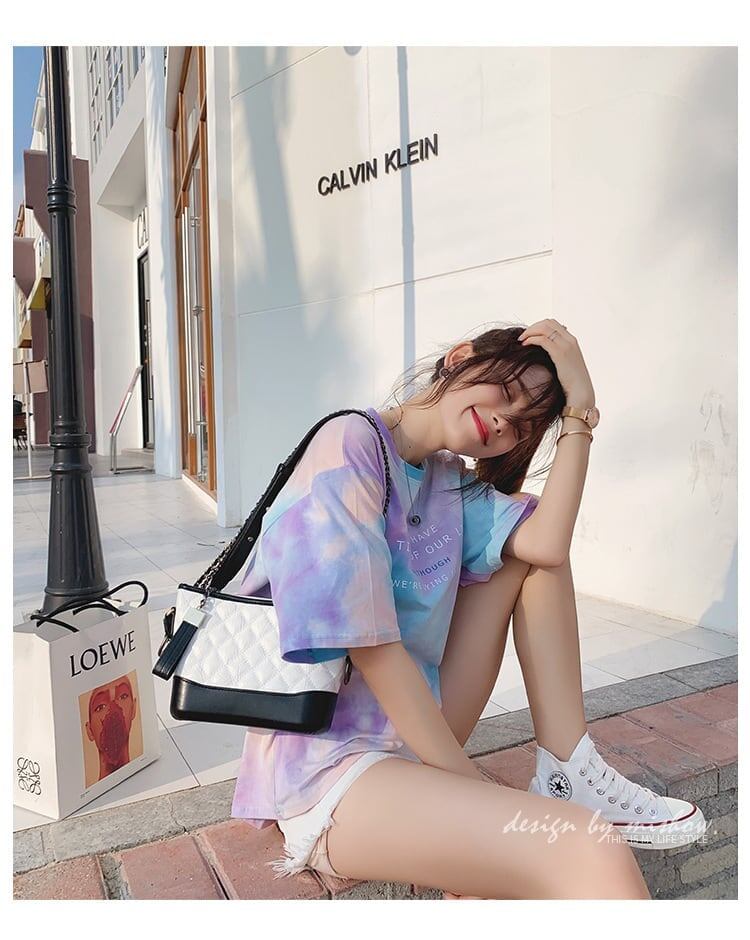 夏らしいタイダイグラデーションルーズ半袖Tシャツ<isf-2961>