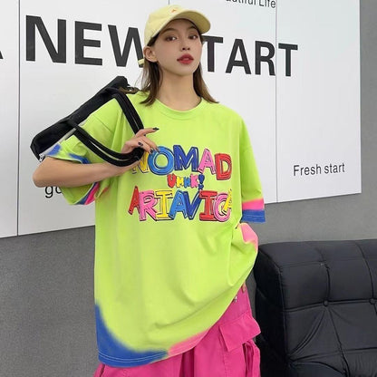 個性的なデザイン アバンギャルド 好感度満載 プリント 半袖Tシャツ カットソー＜F-8237＞