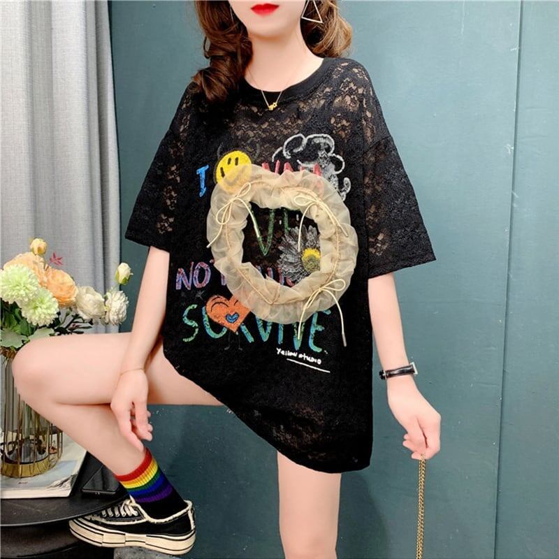 デザイン感   チャーミング Tシャツ カットソー＜F-3199＞