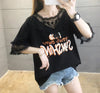 エレガントなレースステッチ半袖Tシャツ<F-3030>