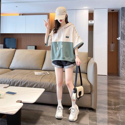 高級感 帽子付き 半袖 Tシャツ スウェット ＜F-8640＞