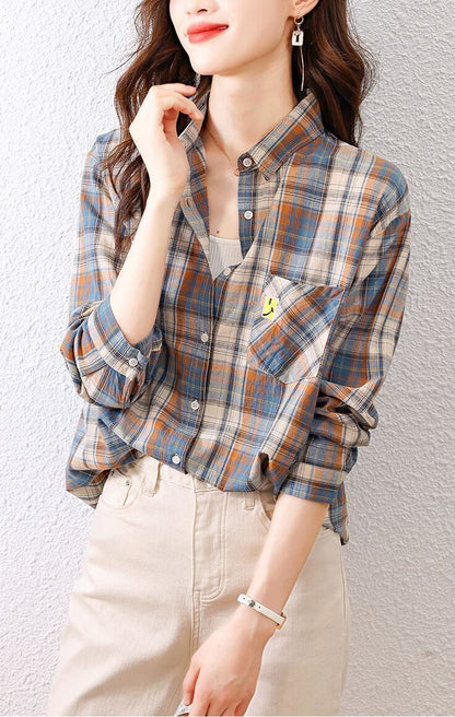 超人気 オシャレ 都市ファッショ デザイン チェック柄 切り替え Tシャツ ＜F-9514＞