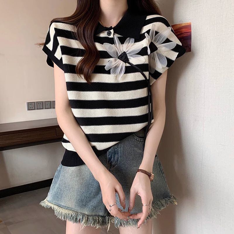 新作 上質 話題沸騰中 好感度UP ニット 全2色 半袖Tシャツ＜F-8734＞