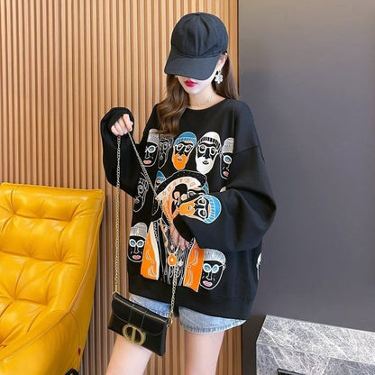 韓国系   グラフィック スウェット トップス＜F-4023＞