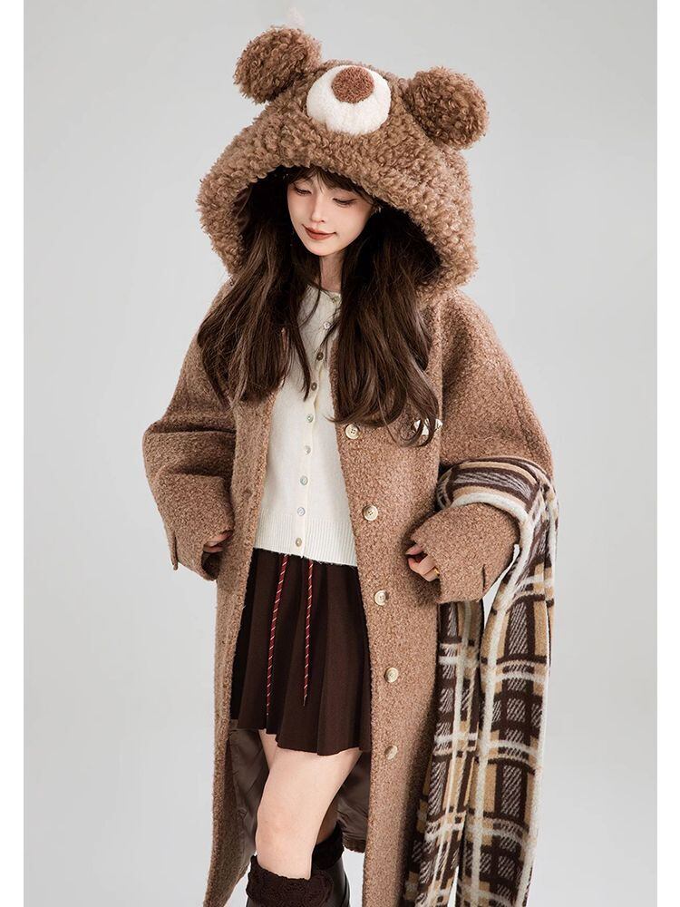超人気 絶対流行 高級感溢れる 大人可愛い デザイン性抜群 ロングウールコートF-9948
