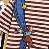 売れ筋 上質 ボーダー ゆったり Tシャツ F-13440
