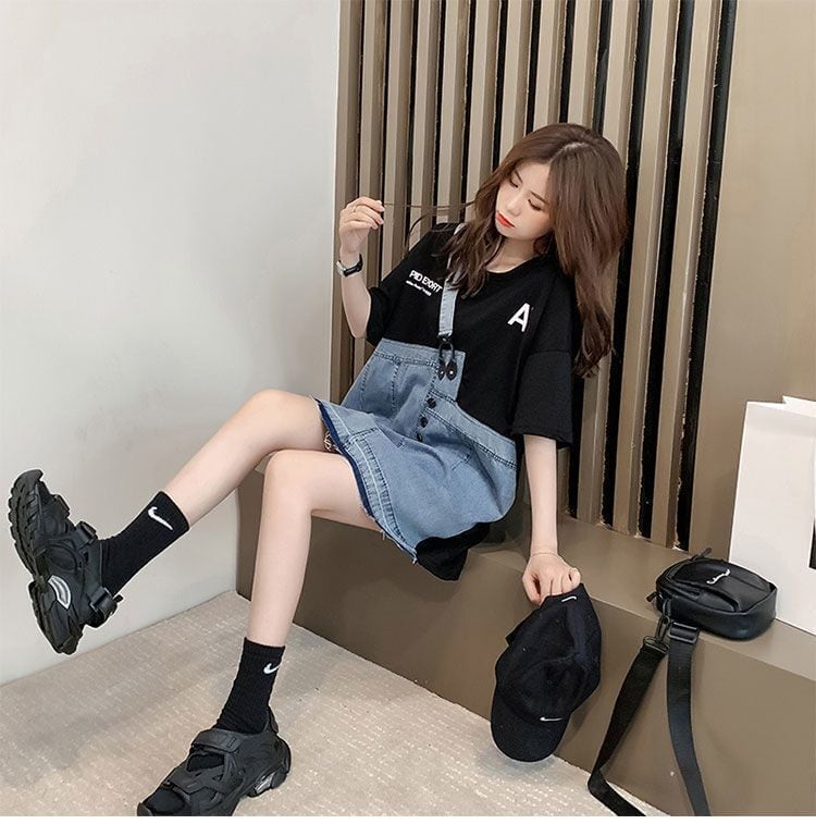 個性的なデザイン 2色選択可 一目惚れ レイヤード風 Tシャツ カットソー＜F-8286＞