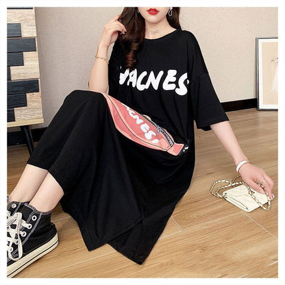 スタイリッシュ プリント カジュアル Tシャツ カットソー ワンピース＜F-8285＞