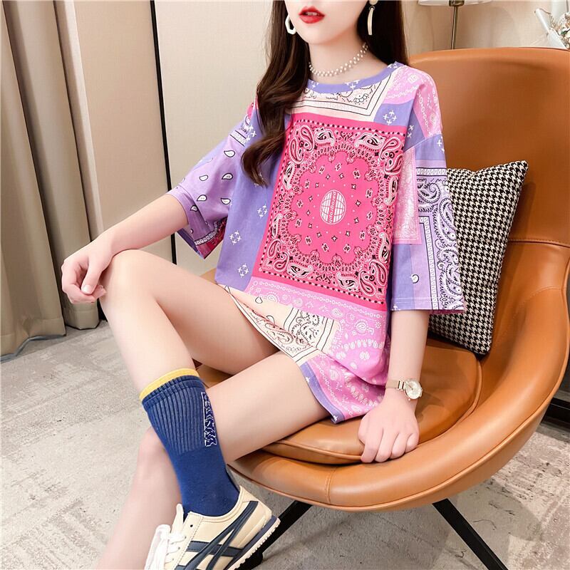 超人気商品 半袖 ラウンドネック 切り替え Tシャツ ワンピース ＜F-8637＞