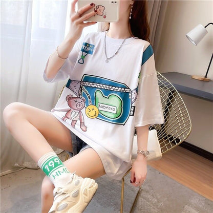 個性的なデザイン 3色選択可 一目惚れ プリント Tシャツ カットソー＜F-3062＞