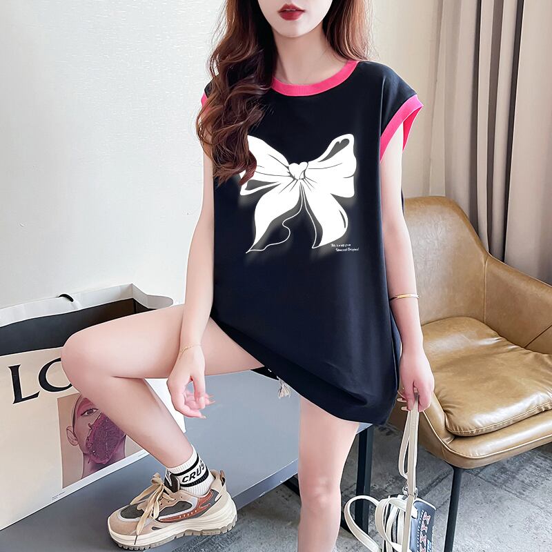 超人気 プリント全4色 軽い生地が夏にぴったり！ ノースリーブ Tシャツ カットソー＜F-9075＞