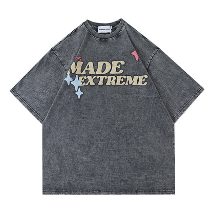 ストリートトレンドのレターファンプリント半袖Tシャツ<F-2906>