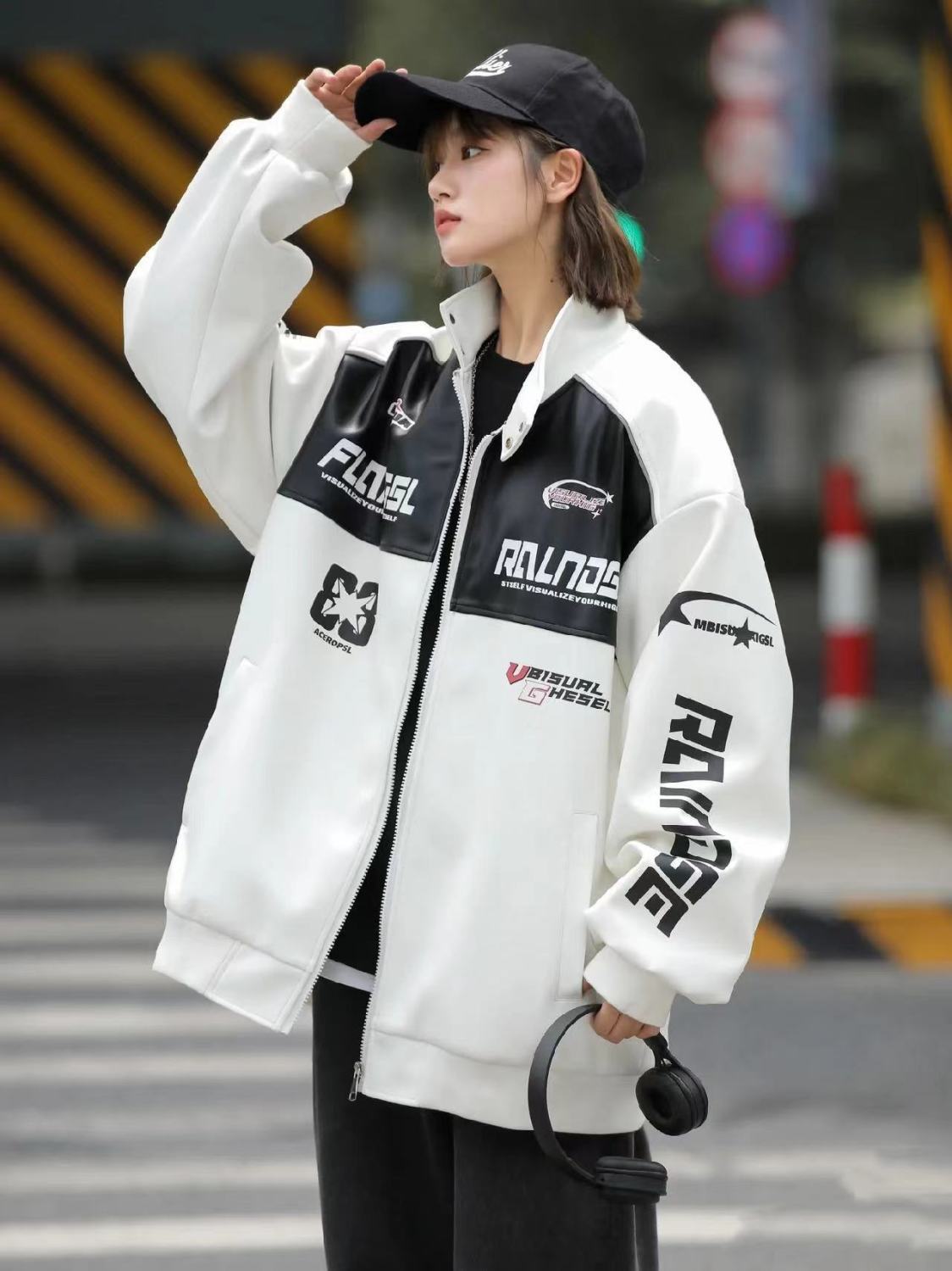 カジュアル 2色選択 切り替え 厚みパッド入り レザー男女兼用 ジャケット F-10494