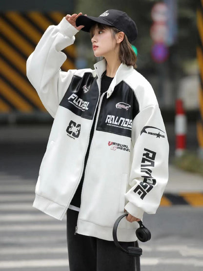 カジュアル 2色選択 切り替え 厚みパッド入り レザー男女兼用 ジャケット F-10494