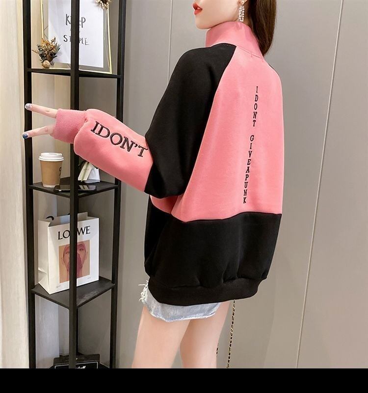 【裏起毛】切り替えハイネックトレーナー全3色厚手スウェット<F-4722>