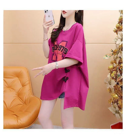 超人気 特別デザイン 美人度アップ ゆったり二色 半袖Tシャツ＜F-8038＞