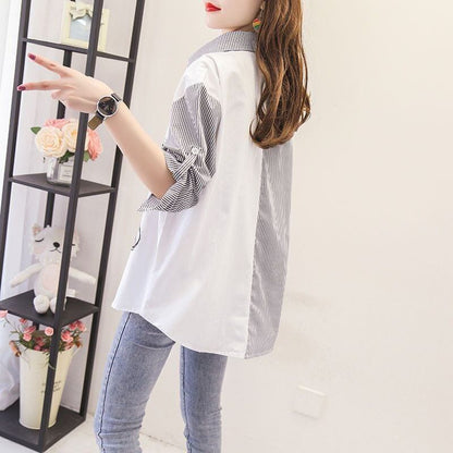 超人気   ファッション ストライプ柄 シャツ<F-8087>
