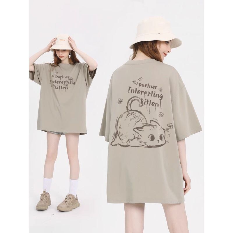 おすすめ 感満々 柔らかくて優しい印象 タイルアップ プリント 4色選択 半袖Tシャツ＜F-9317＞