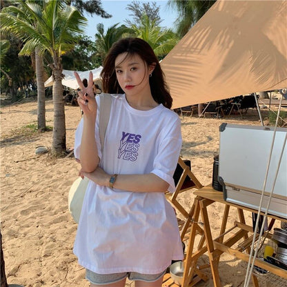着心地良い   アルファベット Tシャツ ゆったり半袖 ＜F-2851＞