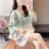 【半額！期間限定！！】大好評 プリント 猫柄 ロング Tシャツ 四色 ゆったりワンピース ＜F-4017＞