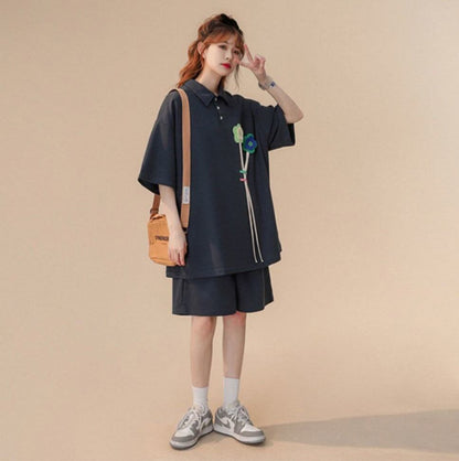 期間限定 ゆったり感アップ ファッション Tシャツ＋ショートパンツ セットアップ＜F-8679＞