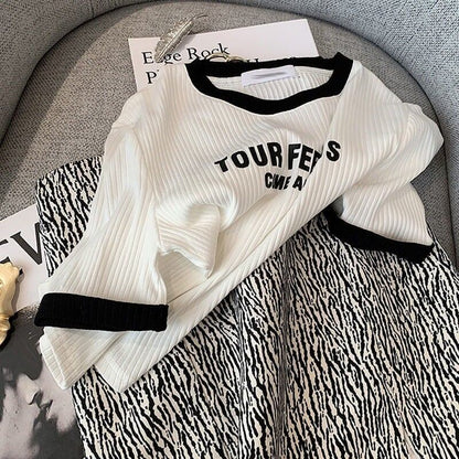 ゆったり感アップ アルファベット ファッション Tシャツ カットソー＜F-3077＞
