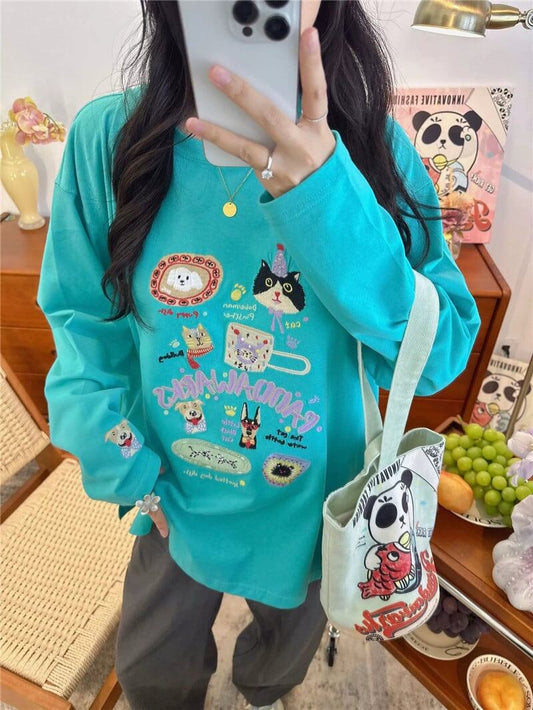 新商品 大人可愛い 求めてたデザイン 肌触り抜群 プリント 5色選択 TシャツF-9369