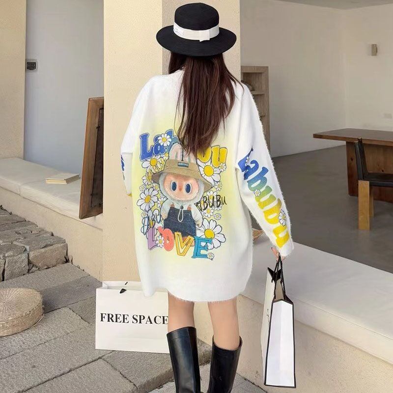 大人可愛い プラスベルベット デザイン性抜群 ニットF-10306