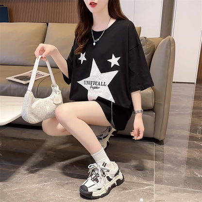 新作   おしゃれな星柄Tシャツ