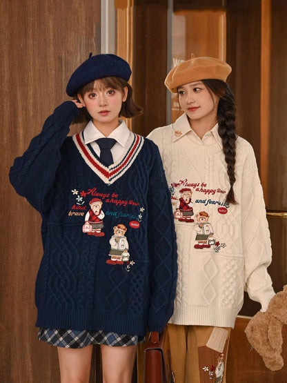 超人気 気質アップ 絶対欲しい Vネック 刺繍 切り替え2色選択 ニットトップスF-9577