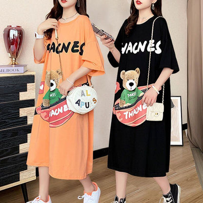 スタイリッシュ プリント カジュアル Tシャツ カットソー ワンピース＜F-8285＞