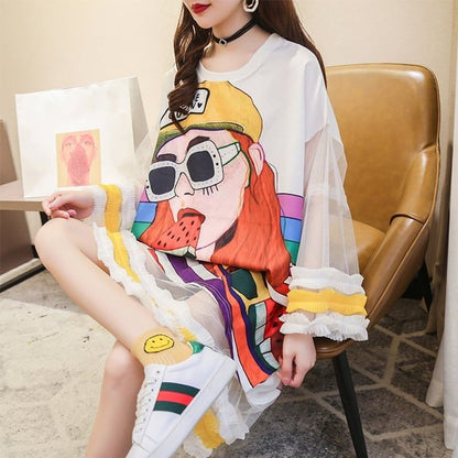 【ランキング上位】プリント   お洒落 ロングTシャツワンピース ＜F-887＞