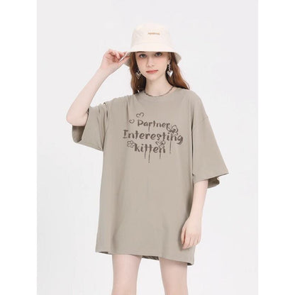 おすすめ 感満々 柔らかくて優しい印象 タイルアップ プリント 4色選択 半袖Tシャツ＜F-9317＞