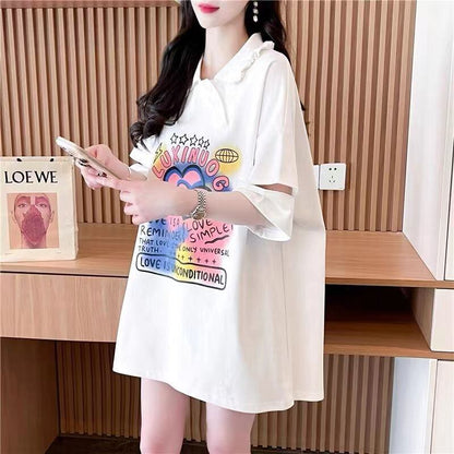 絶対欲しい カジュアル 特別デザイン スウィート プリント 全3色 半袖Tシャツ<F-8521>
