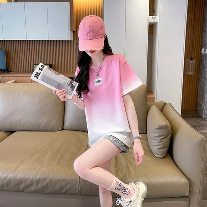 新商品 カジュアル グラデーション プリント 全3色 半袖TシャツF-9214