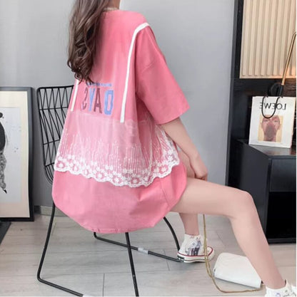 超人気 ゆったり レイヤード風 半袖 Ｔシャツ 全3色<F-8253>