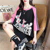 キュートなウサギのカラーブロック半袖Tシャツ<F-2989>