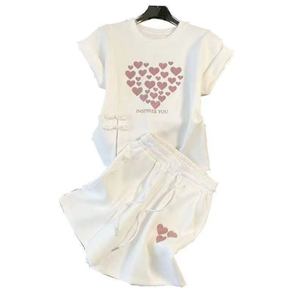 美人度アップ 特別デザイン 上品 半袖 Tシャツ ショートパンツ セットアップ ＜F-8874＞
