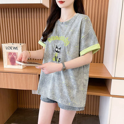 スウィート 早い者勝ち 絶対流行 カジュアル 2色選択 Tシャツ<F-11572>
