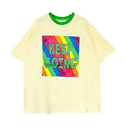 話題沸騰中 都市ファッショ オシャレ デザイン  ゆったり プリント 半袖Tシャツ＜isf-9171＞