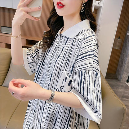 絶対流行 プリント カジュアル ゆったりトップス 半袖Tシャツ 全2色＜F-8314＞
