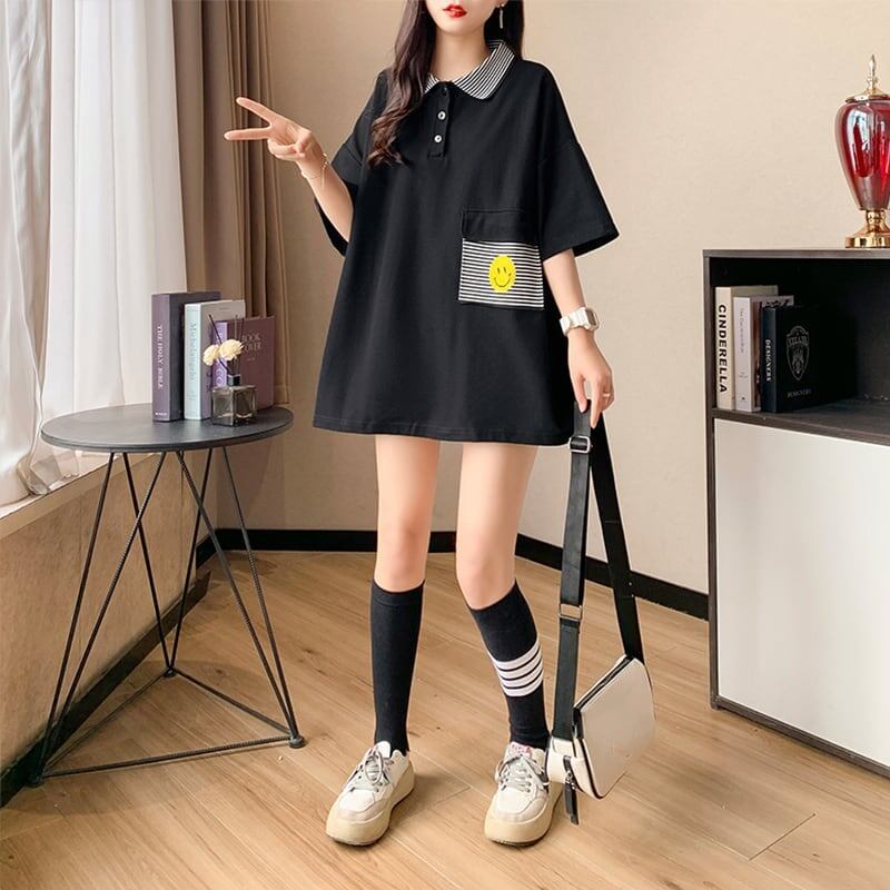 カジュアル 3色選択可 お洒落 ストライプ Tシャツ カットソー＜F-3068＞