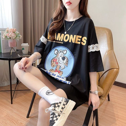 新商品 プリント ファッション ゆったり 全4色 半袖 Tシャツ＜F-11493＞