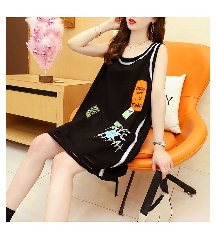今季マストバイ ダメージ加工 デザイン性抜群 プリント全2色 ノースリーブ Tシャツ カットソー＜F-9141＞