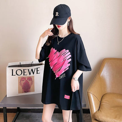 柔らかくて優しい印象 ゆったり ファッション感満々 ロング丈 3色半袖Tシャツ＜F-9206＞